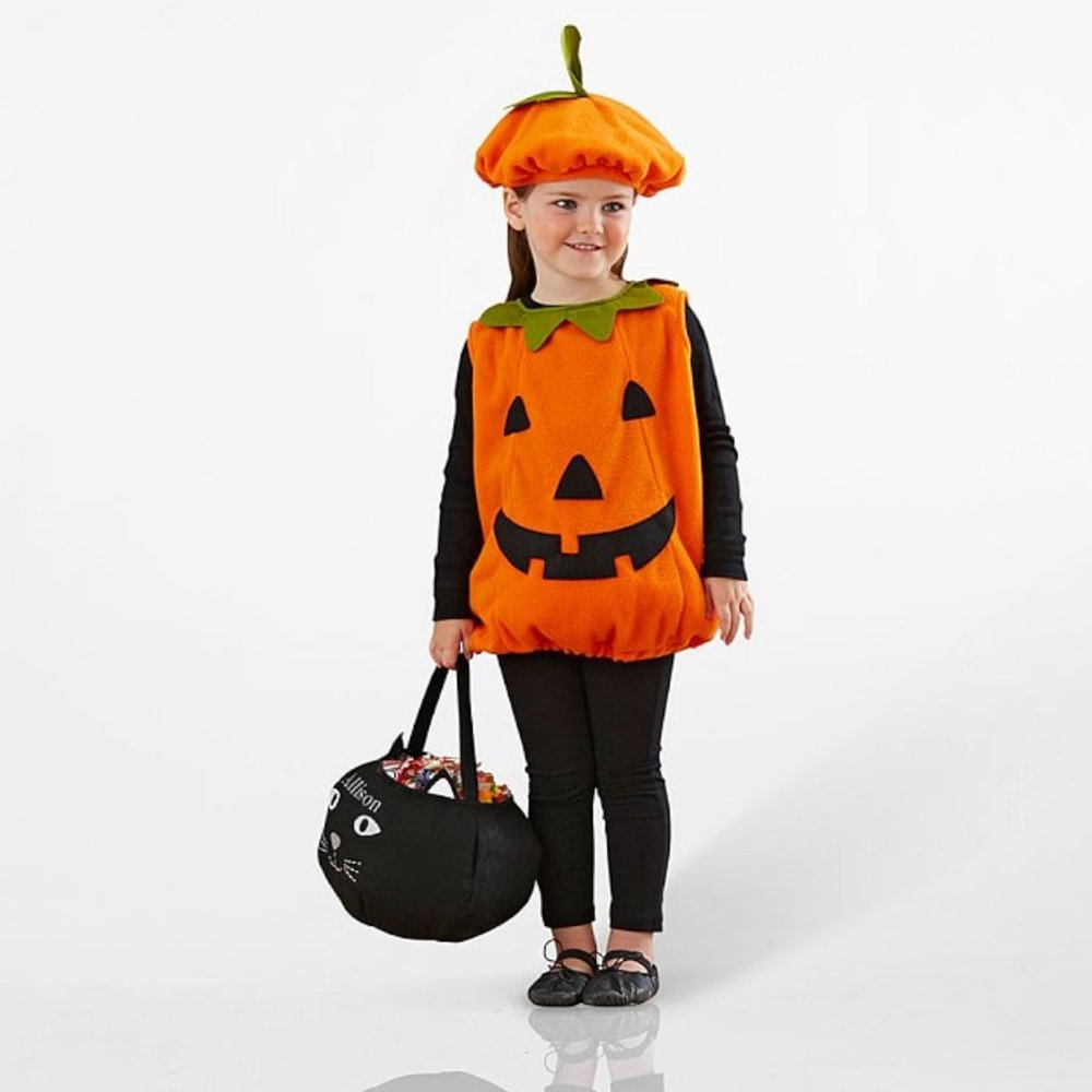 Cute Pumpkin Costume (Bodysuit + Hat) Size 4-6